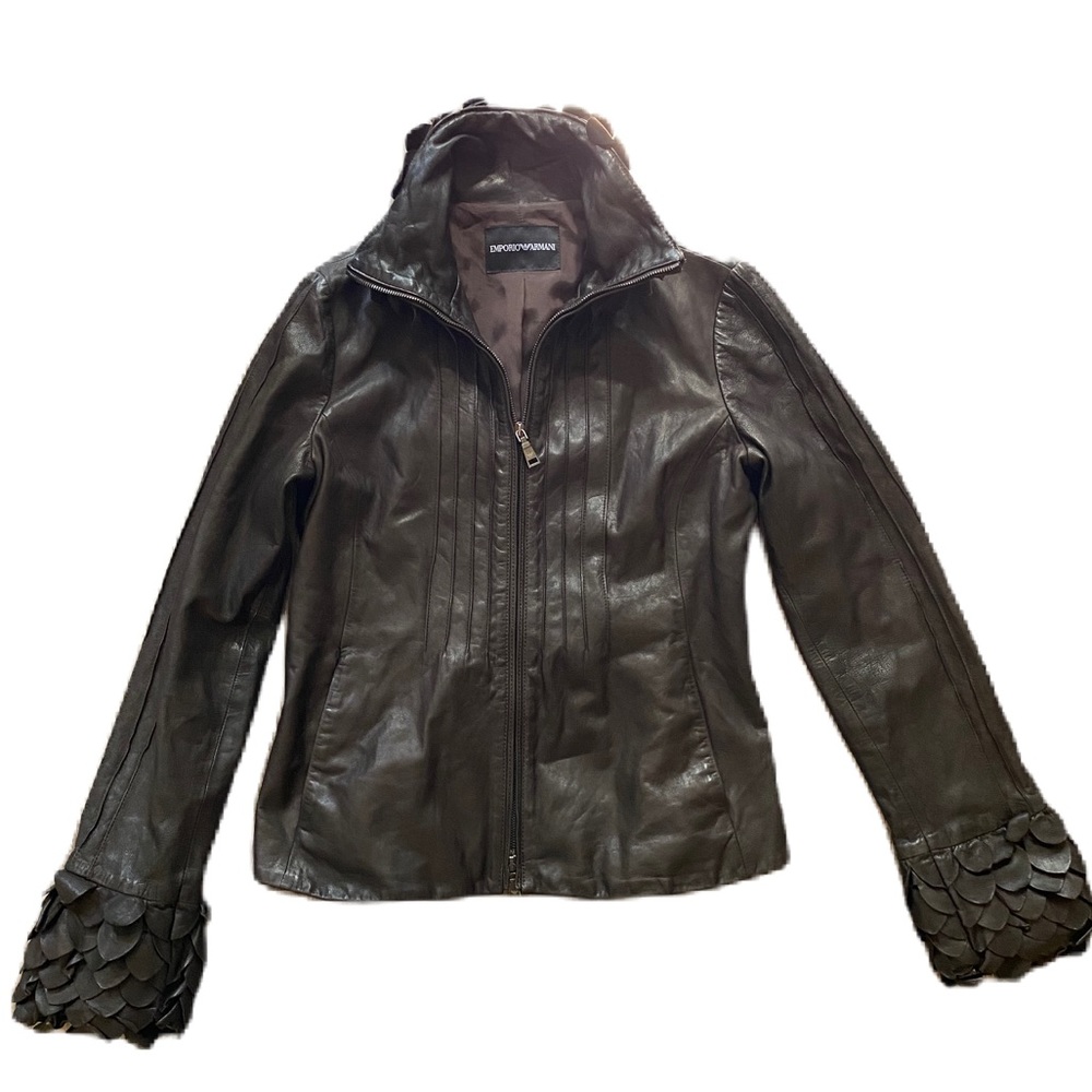 Emporio Armani Vintage Leather Jacket | Brown | lamb skin | size Small